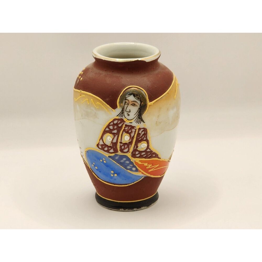 Occupied Japan Satsuma Style Mini Vase Kushihara Mark Geisha 3.5in
